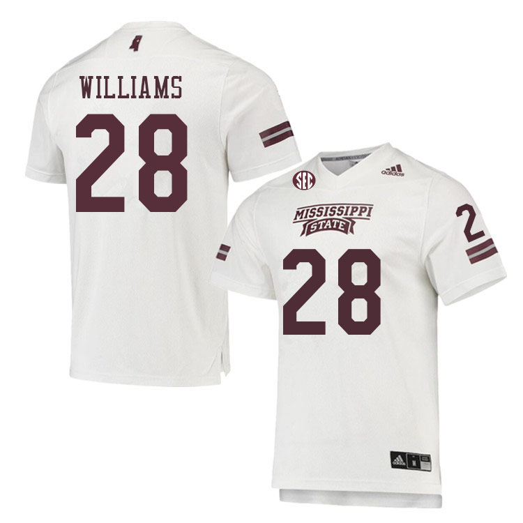 Men #28 Brinston Williams Mississippi State Bulldogs College Football Jerseys Sale-White